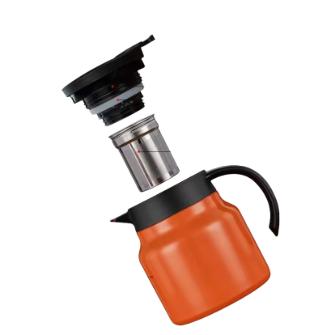 Kitchen4you | Theepot met Filter RVS Zwart 6u Warmtebehoud