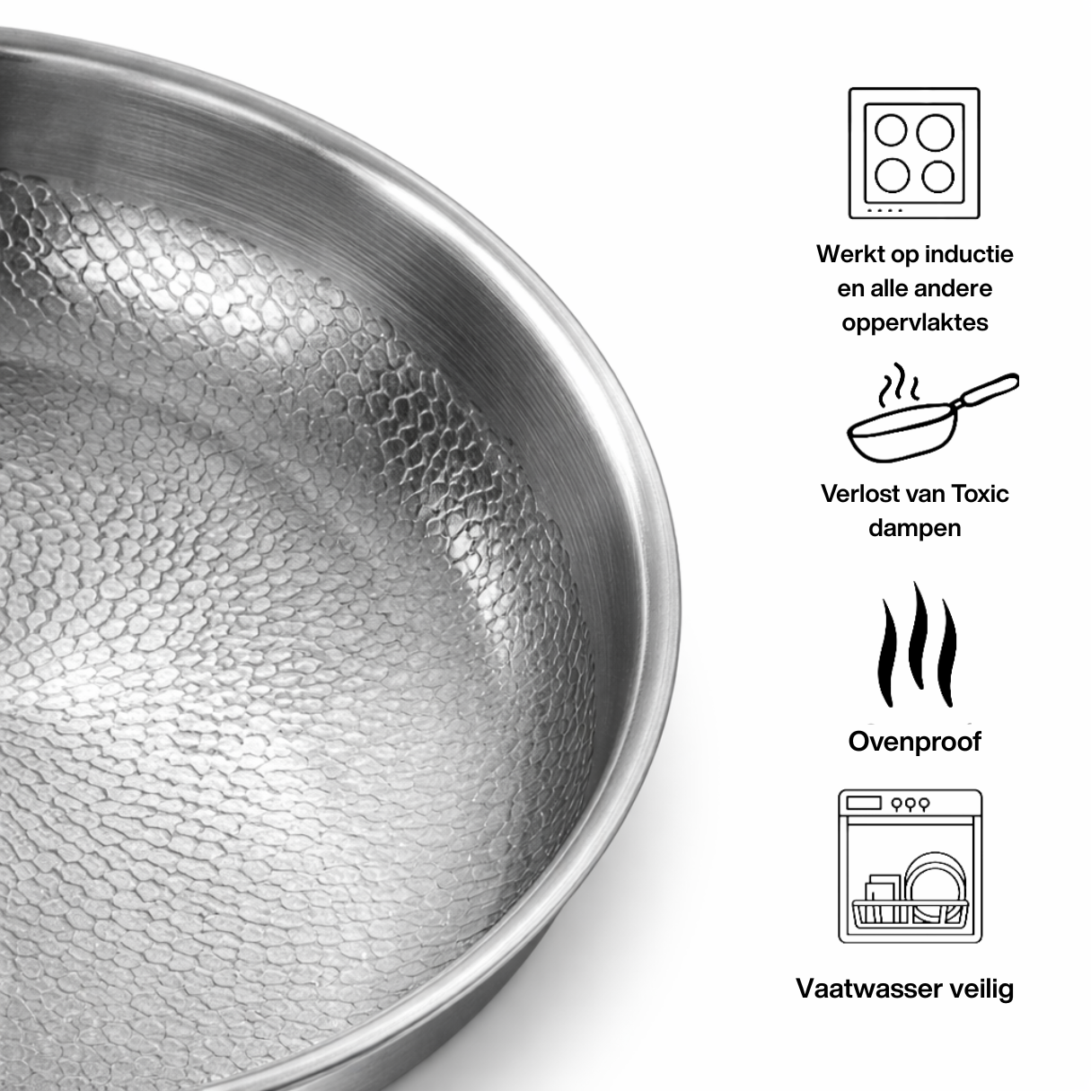 Titanium Koekenpan Gehamerd Inductie Vaatwasserbestendig