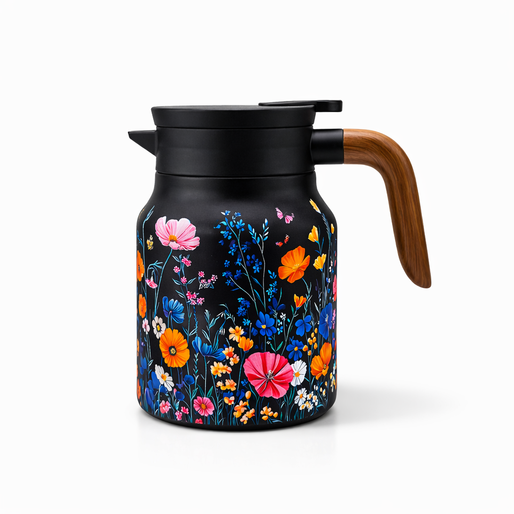 Kitchen4you | Theepot RVS Dubbelwandig Bloemenprint