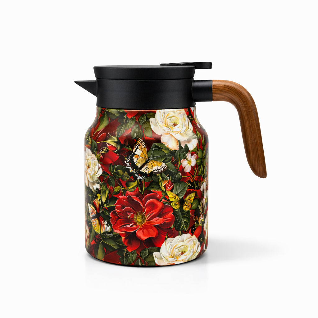 Kitchen4you | Theepot RVS Dubbelwandig Bloemenprint