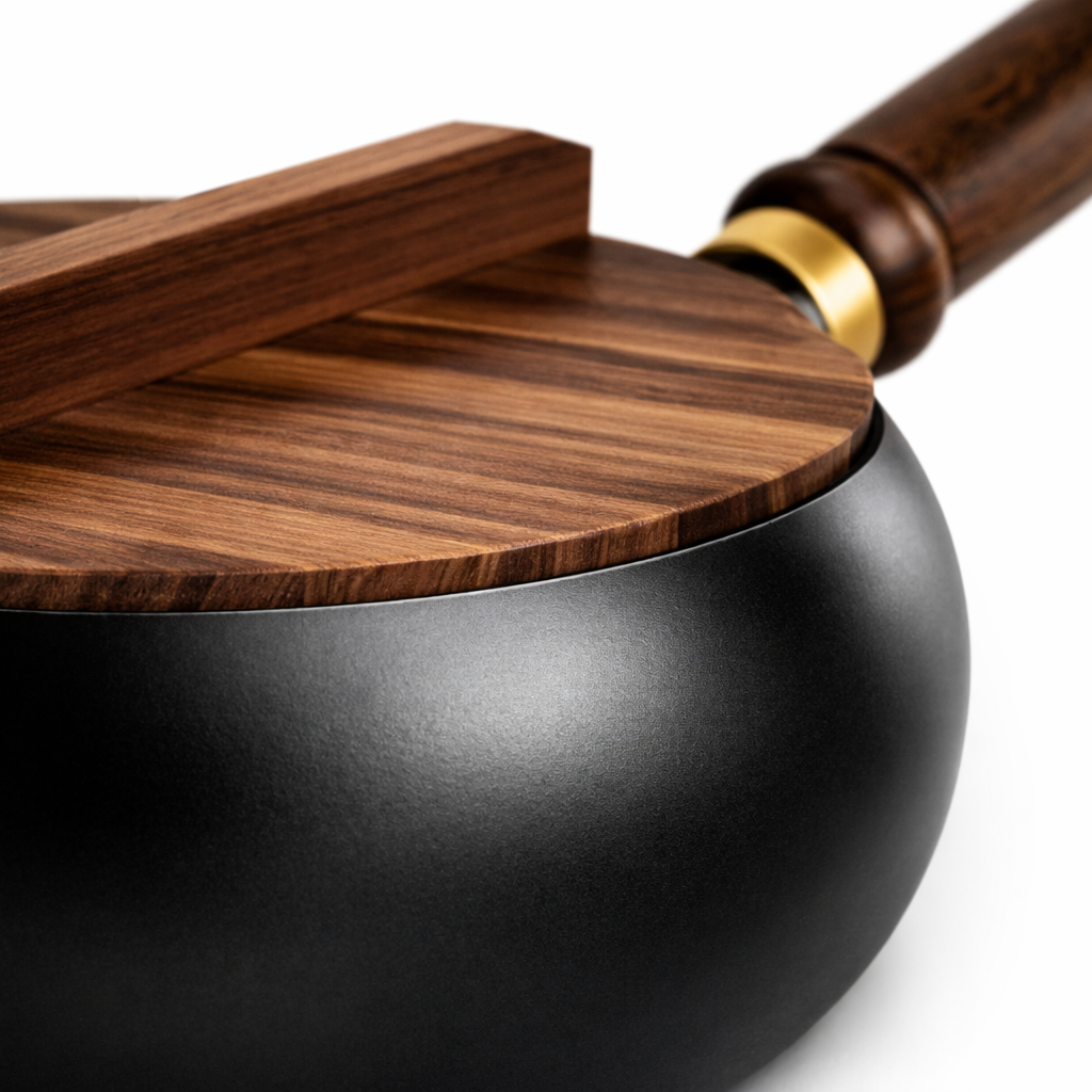 Kitchen4you | Wadjan Wokpan Smeedijzer met Houten Deksel