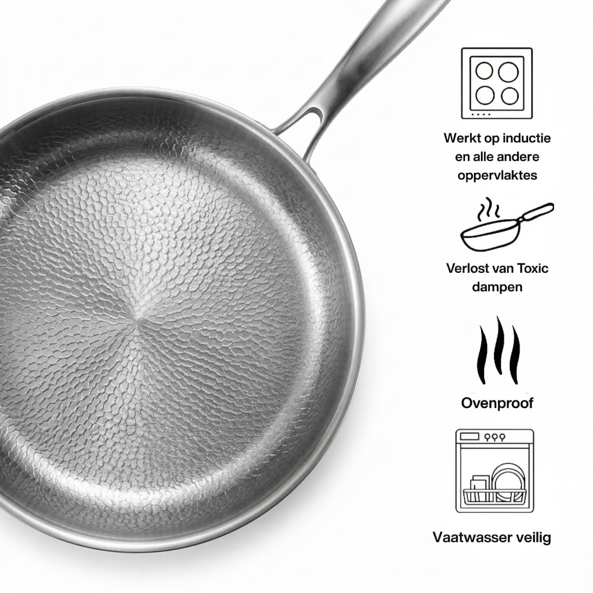 Koekenpan Roestvrij Staal 28 cm | Kitchen4You